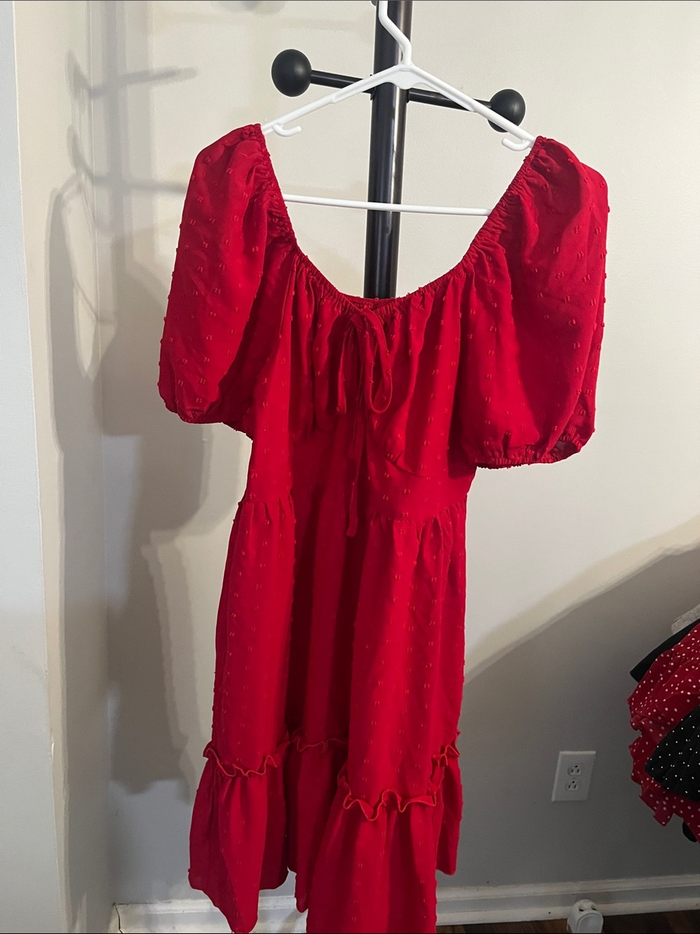 SHEIN Red Puff Sleeve Mini Dress